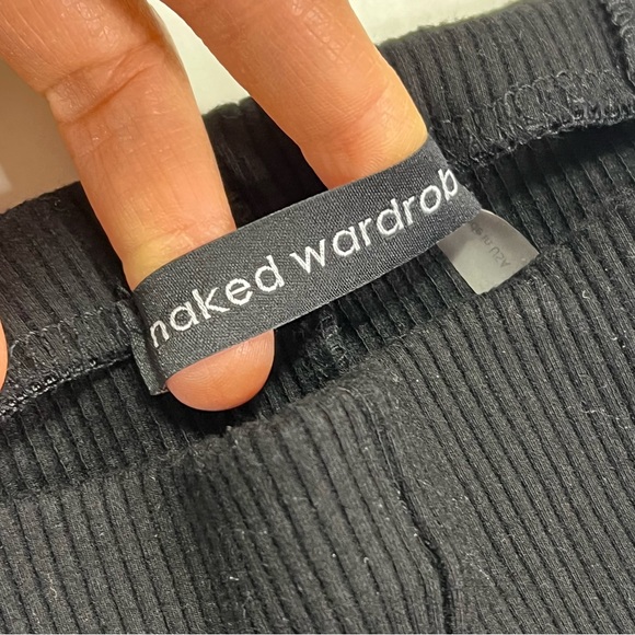 Naked Wardrobe All Snatched Everything Rib Knit Leggings in Black Size Medium - Picture 3 of 5
